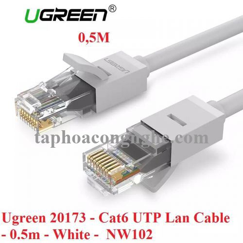 Ugreen 20173 0.5M màu Trắng Cáp Mạng Lan Cat6 UTP NW102 30020173